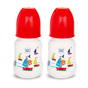 Mee Mee Premium Baby Feeding Bottle (Pack of 2 (125ml), Red)