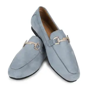 YOHO Bliss Comfortable Slip On Formal Loafer for Women | Stylish Fashion Moccasins Range | Cushioned Footbed Finish | Flexible | Style & All-Purpose | Formal Office Wear Shoe Light Blue