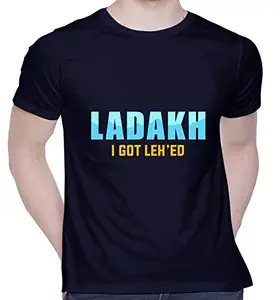 CreativiT Graphic Printed T-Shirt for Unisex Ladakh Tshirt | Casual Half Sleeve Round Neck T-Shirt | 100% Cotton | D00274-4_Navy Blue_Small