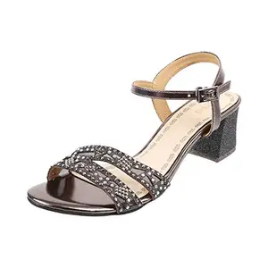 Metro Women Synthetic Gun Metal Sandals (35-4385-29-41) Size (8 Uk (41 Eu)