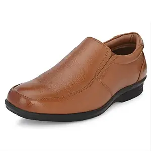 Auserio Men's Full Grain Leather Slip On Formal Shoes | Anti Skid Sole, Waxed Laces, Antimicrobial & Heatinsulating| Padded Collar | Shoes for Office & Parties & All Occassions | Tan 9 UK (SSE 006)