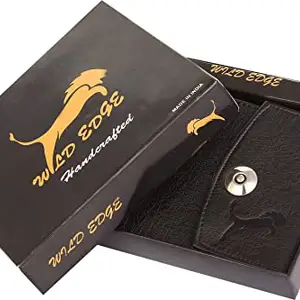 WILD EDGE Stylish Wallet for Men's - Designer Black Artificial Leather Wallet for Men