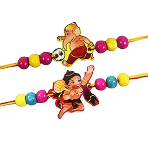 Urvi Creations Set Of 2 Latest Ganesh And Hanuman Kids Rakhi For Kids Brother Rakshabandhan Rakhi Gift Set