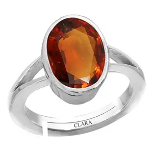 Clara Gomed Hessonite 8.3cts or 9.25ratti Stone Silver Adjustable Ring for Men