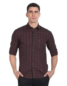 Arrow Men's Slim Fit Shirt (ASAGSH1411_Brown