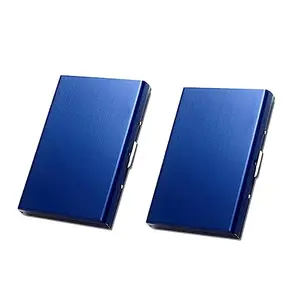 Stealodeal Blue Stainless Steel Credit/Debit/ATM Front Pocket 6 Slots Men/Women Card Holder (Pack of 2)