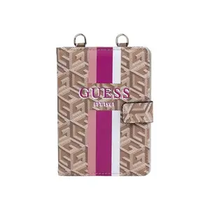 Guess Women's Taupe Logo Printed Passport Case| Ladies Purse Handbags | Gift For Ladies