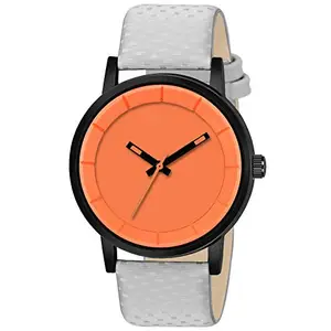 HORCHIS Casual Analog Orange Dial Men's Leather Watch-HORC_ENT_11349