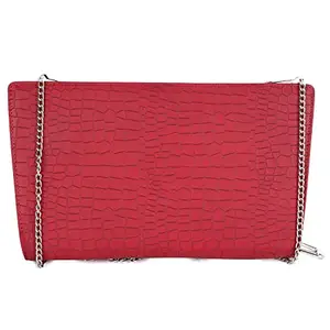 Leather Junction Long Zipper Artificial Leather Wallet for Women | Red Ladies Purse (13385000)