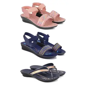 Women's Comfortable Sandal,Casual Lightweight Sandal for Everyday Wear | CL-(COMBO-3)-1936-1935-1957-5