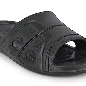 Action Men Black Stylish & Lightweight Slippers | Occasion Slide | Walking Slide | Outdoor Slippers | Fashion Slipper | Outdoor Slide HRAN0022BKBK10 | Size-10