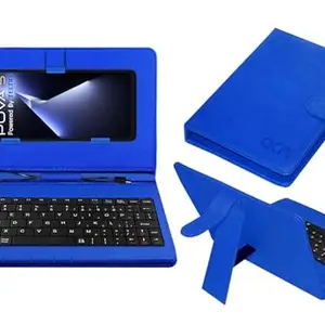 ACM Keyboard Case Compatible with Tecno Pova 5 Mobile Flip Cover Stand Direct Plug & Play Device for Study & Gaming Blue