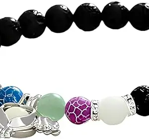 KARISHMA KREATIONS Beaded Bracelet Luminous Black Volcanic Stone Angel Wings Jewelry Elastic Bracelet