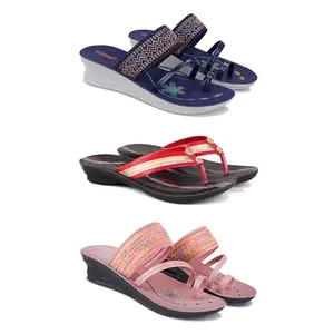 Women's Comfortable Sandal,Casual Lightweight Sandal for Everyday Wear for women's(GR-(COMBO-3)-1947-1958-1950-8)