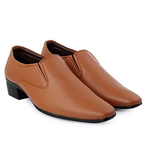 YUVRATO BAXI Men's Formal Wear Height Increasing Tan Slip-On Stylish Shoes