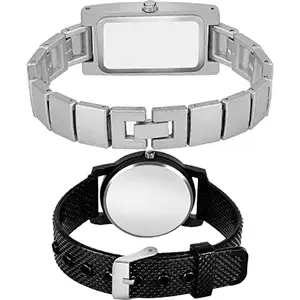NEUTRON Stylish Analog Silver and Black Color Dial Women Watch - G567-(24-L-10) (Pack of 2)