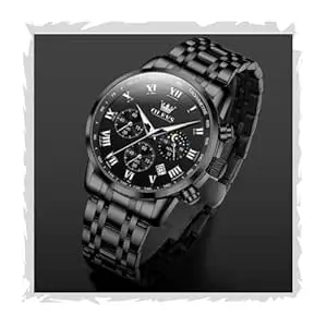 OLEVS Watch for Men Original Analog Quartz Chronograph Luxury Dress Stainless Steel Chain Waterproof Luminous Men's Wrist Watch Date