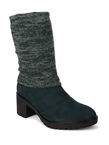 Bruno Manetti Women's Green Knee Length slipon with side ziper Boots
