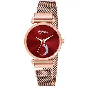 MIVAAN Queen Dial Unique Designer Leather Strap Analogue Watch for Girl's and Women| Casual, Fashion, Party-Wear, Wedding for Girl's (Pack of 1, Red)