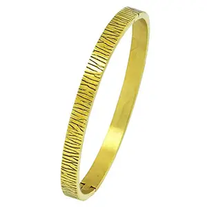 ZIVOM® Men Stainless Steel Gold Plated Tiger Free Size Kada Bracelet For Men