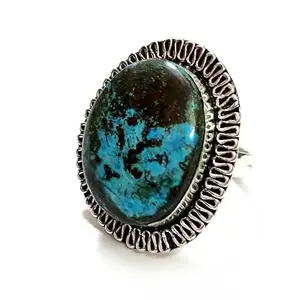 ASTROGHAR Natural Turquoise Crystal oval shaped Free Size Crystal ring For Men And Women