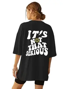 Beas Trend's Women Not That Serious Printed Black Colour Trendy Oversized T-Shirt | Loose T-Shirts | Size - Large