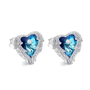 Shining Diva Fashion Latest Stylish Angel Wings Blue Austrian Crystal Earrings for Women and Girls (14631er)