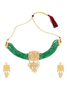 CARDINAL Green Kundan Designer Choker Necklace Set
