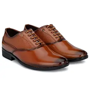 Rising Wolf Men's Synthetic Leather Formal Shoe (Tan, Numeric_7)