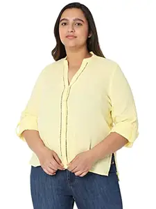 VERO MODA Women's Regular Fit V-Neck Yellow Shirt_XX-Large