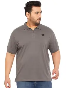 Club York Men Half Sleeve Solid Polo Collar Plus Size T-Shirt(CYPM1010XL_4XL) Dark Grey