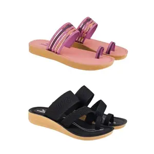 ZENWEAR Extra Soft Classic Casual wear with Flexibility Technology Sandal Combo for Women's/Girl's(6145+6140)(5) Multicolor