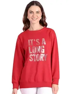 Mack Jonney Fleece Regular Fit Printed Crew Neck Sweatshirt for Women-MACK639948