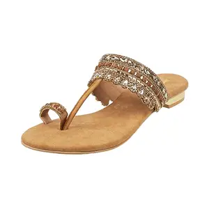 Mochi Womens Synthetic Antic Gold Slip Ons (Size (5 UK (38 EU))