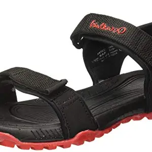 Walkaroo Men's Black Red Outdoor Sandals - 7 UK (10571)