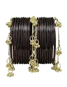 ZULKA Premium Glass Bangles Set with Ghungroo For Women & Girls | Trendy Kashmiri Bangles | Kangan Set For Women | Kanch Ki Chudiya Set Girls | Trendy Bangle For Gift | Wedding & Parties - Set Of 20