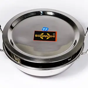 Sonanshi Stainless Steel Induction Compatible Kadhai for Cooking/Frying