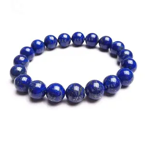 Aanya Gems Natural Lapis Lazuli Stone Beads 8mm Valentine Gift Natural Reiki Feng-Shui Healing Crystal Gem Stone Bracelet for Men and Women with Lab Certificate