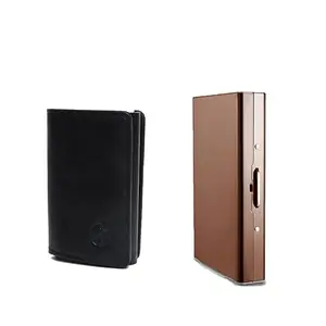 Stealodeal Metal and PU Unisex Cash and Card Holders, Pack of 2, Rose Gold & Black