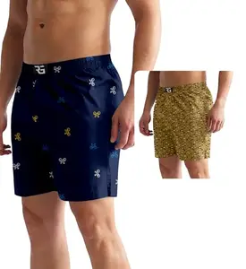 Men's Multicolor Cotton Blend Assorted Boxer Shorts| Regular Fit | Elasticated Waistband | Back Pocket | Mens Boxers|Pack of 2
