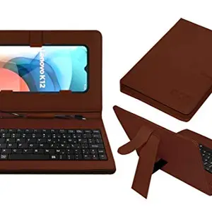 ACM Keyboard Case Compatible with Lenovo K12 Mobile Flip Cover Stand Direct Plug & Play Device for Study & Gaming Brown