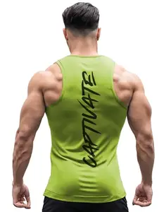 3Colors 3Colours RGB Men's Active Wear Sleeveless Tank top, Gym Vest, Leisure wear -Captivate (X-Large, Green)