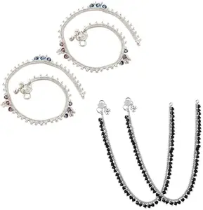 Lila Jewellery Traditional Jewellery For All Occassions Anklets Payal Pair for Women/Girls Alloy Anklet - Bzr_Combo Payal-108 & 122-(1-Pair Each)