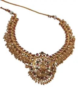 Traditional Indian Jewellery, Handcrafted Necklace with Artificial Rubies, Emeralds and Pearls
