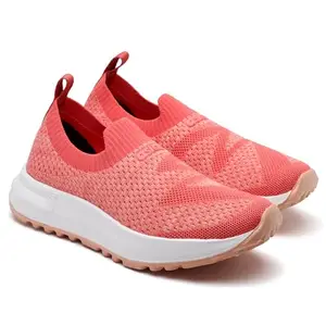 ASIAN Women BREEZE-03 Casual wear Walking and Running Shoes Without Laces for Women & Girls with Upper Fabric – Lightweight & Comfortable Peach Pink