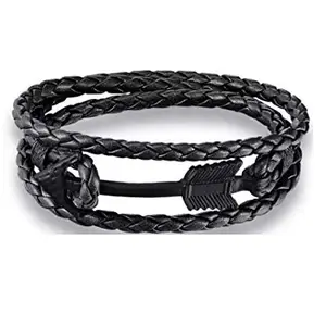 MYKI Stylish Leather Anchor Bracelet