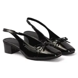 AUSTINE Women Stylish High Heels Sandals | Comfortable Block Heel Slip-On | Fashion Footwear for Women & Girls Black