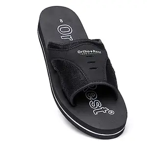 Ortho + Rest Extra Soft Ortho Sliders Slippers for Men | Doctor Orthopedic Footwear Chappal | Casual Flip Flops for Home Daily Use (Black, numeric_9)