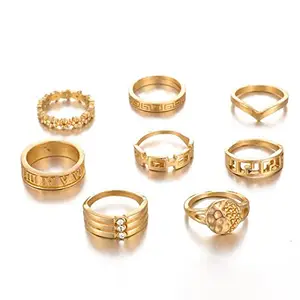 Jewels Galaxy Jewellery For Women Contemporary Stackable Rings Set of 8 (JG-PC-RNGS-981)