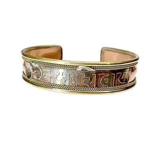 Copper Brass & White Metal Om Namah Shivaya Healing Ashtadhatu Bracelet Kada for Men (Gold, Copper & White Metal),copper gold metal